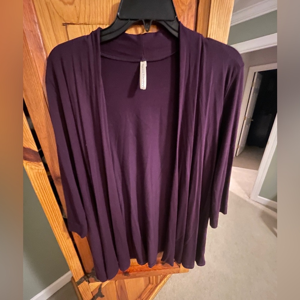 Basic Threads Purple Open Front Cardigan with 3/4 Sleeves | XL
